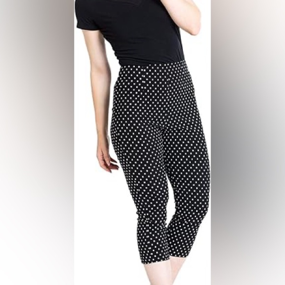Hell Bunny Black & White Polka Dot Capris XL 🖤🤍🖤